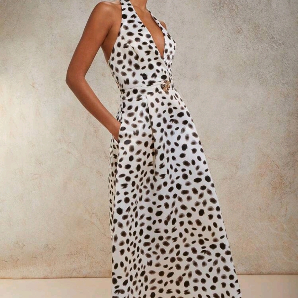 Women's Fashion Backless Halter Neck Full Print Dress For Summer - Picture 6 of 7